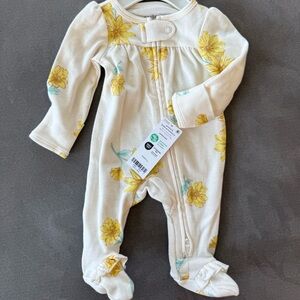 UNUSED Carter's Floral Baby Onesie with Yellow Flowers